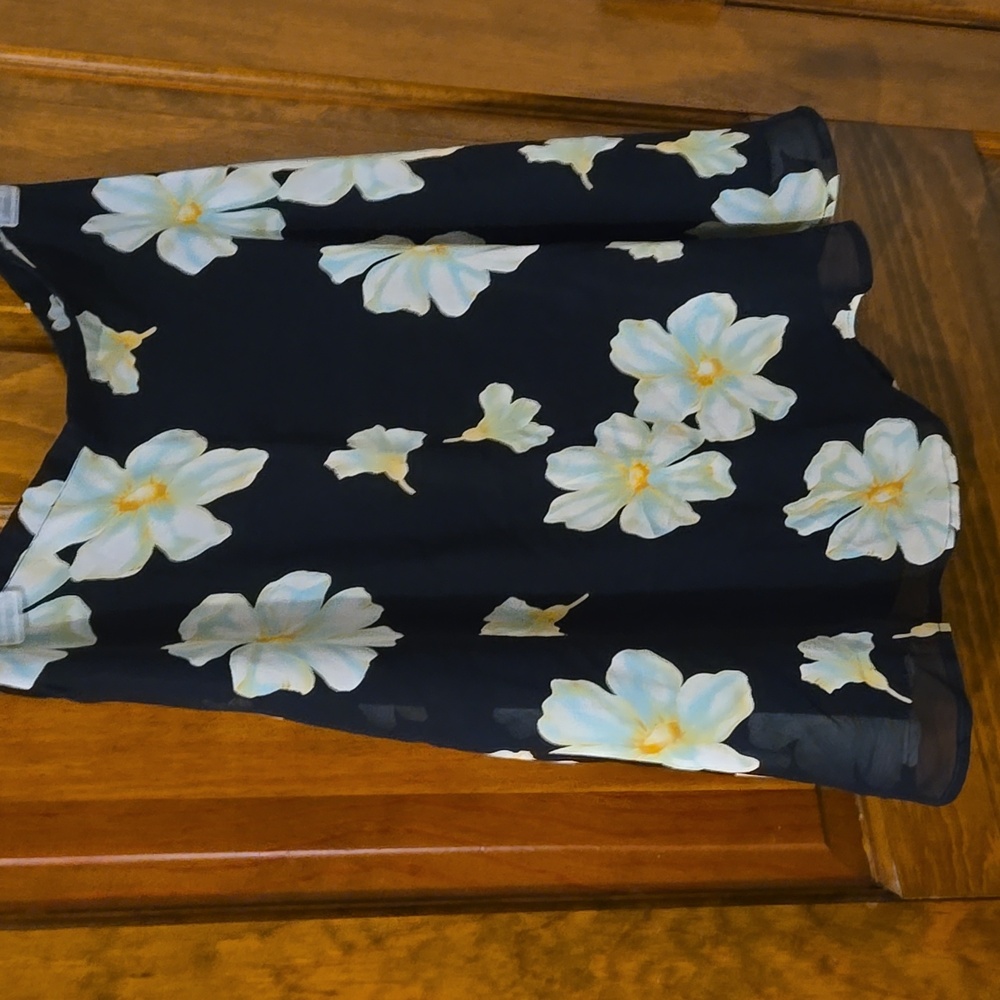 Ann Taylor Black Skirt with White Floral Design